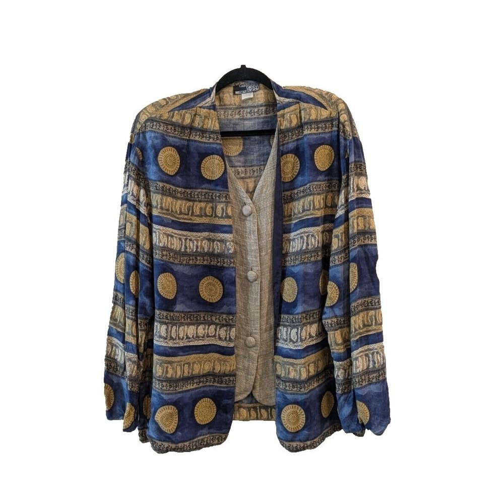 Vintage Christine David Layered Button Evening Jacket XL‎ Lightweight Medallion